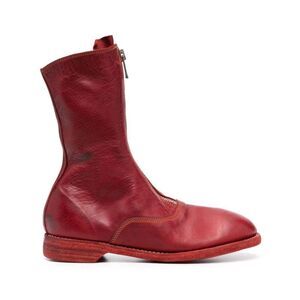 GUIDI Artisanal Distressed Leather Front Zip Boots Women RED